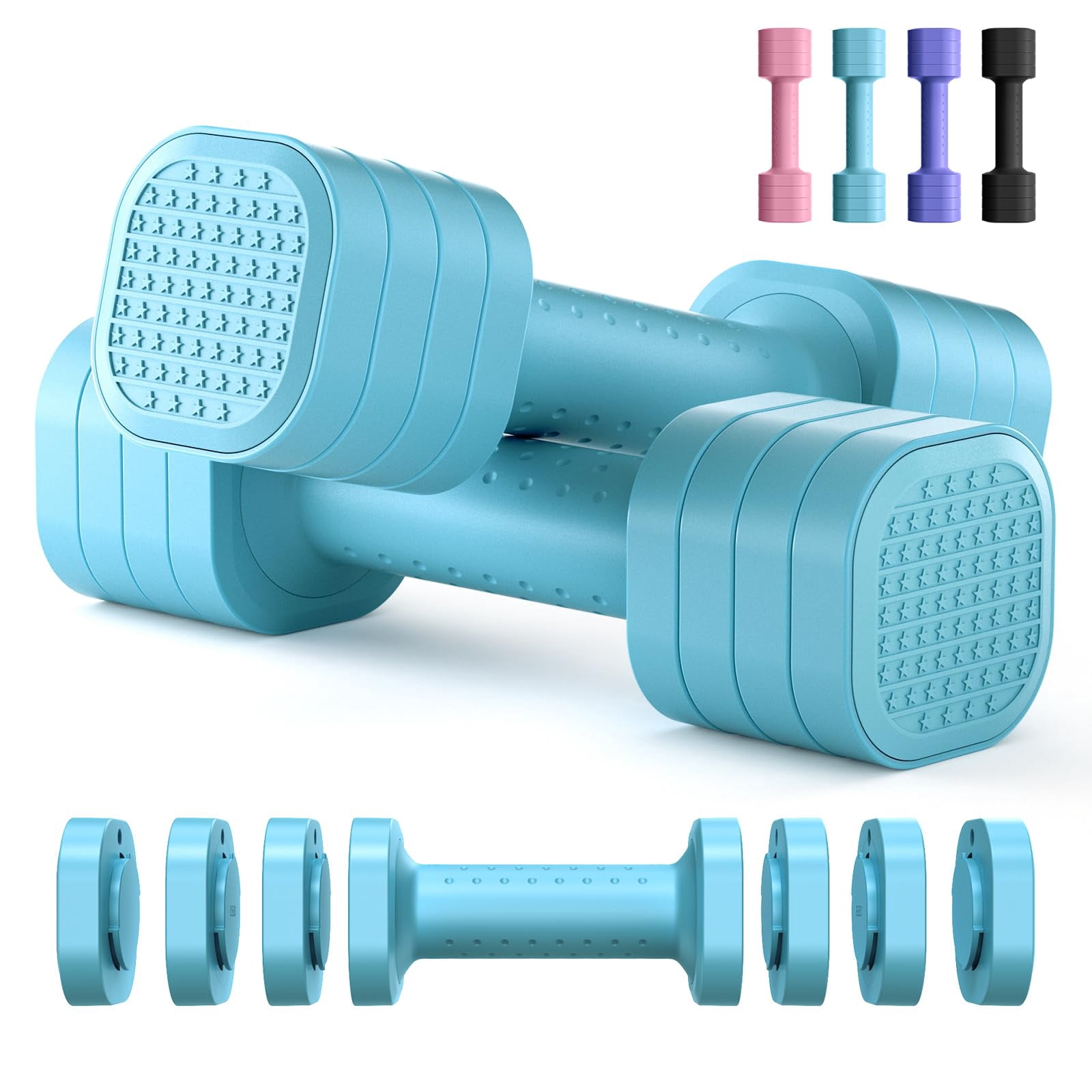 Adjustable Dumbbell Set  4 In 1 Free Weight For Women Hand At Home Each 2lb 3lb 4lb 5lb With Tpu Soft Rubber Handle Gym Aquatic Fitness Equipment Purple