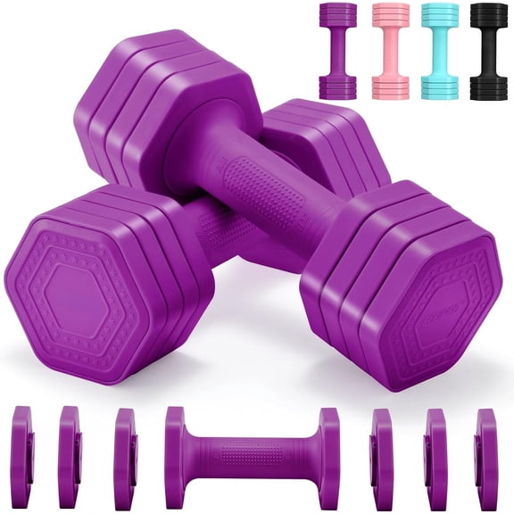 Adjustable Dumbbell Set, 4 in 1 Weights Dumbbells Set for Women, Weights for Women at , 2lb 3lb 4lb 5lb with TPU Soft Rubber Handle for Gym Exercise