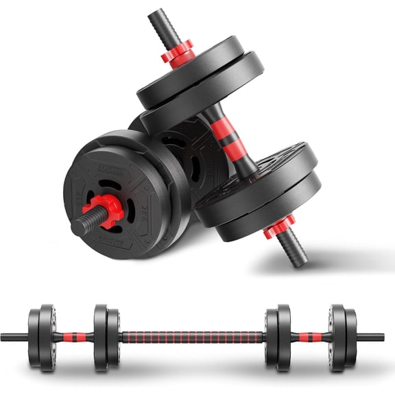 Adjustable Dumbbell Set 40 LBS 2 in 1 Convertible Dumbbells and Barbell