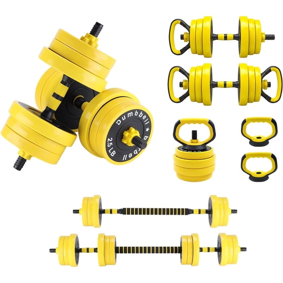 Adjustable Dumbbell Set - 44 LBS 4-In-1 System | Kettlebell Handle, Barbell Connector, Free Weights, Home Gym, Strength Training, Multi-Function