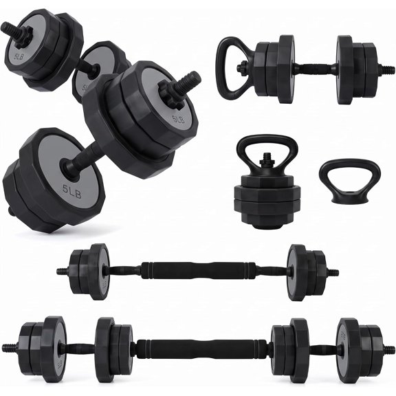 Adjustable Dumbbell Set, 45Lbs Free Weight Set with Connector, 3 in 1 Gym Dumbbell Set, Push Up Stand, Weight Plate, Home Gym Weight Dumbbells Set, Fitness Exercises