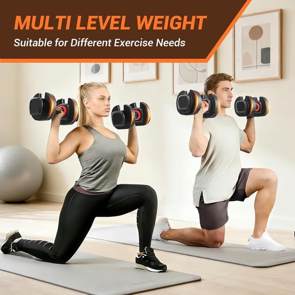 Adjustable Dumbbell Set 56lbs Single Unit with Fast Weight Selection and Anti-Slip Handle for Home Gym Strength Training