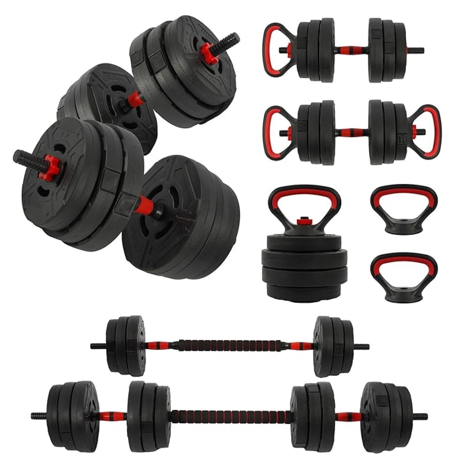 Adjustable Dumbbell Set, 60lbs Free Weights Set with Connector, 2 in 1 Changeable Dumbbells and for Exercise and Fitness, Black/Black