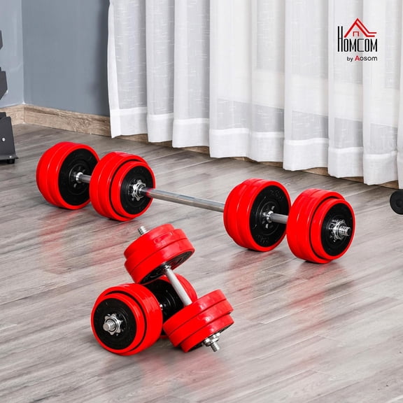Adjustable Dumbbell Set 66lbs Convertible Barbell Weight Set for Home Gym Men Women
