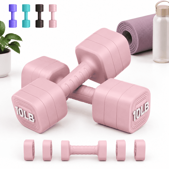 Adjustable Dumbbell Set Of 2 2.2-20lb Weight 3 In 1 Free Weights ...