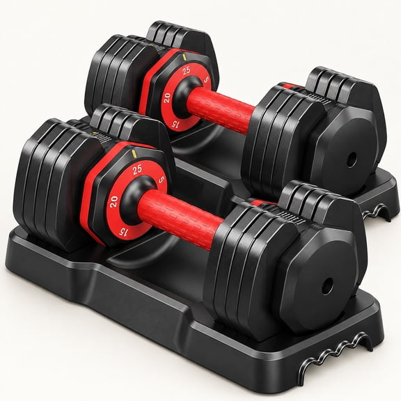 Adjustable Dumbbell Set, Quick Adjust Free Weights for Home Gym, 25/50/55/80LB