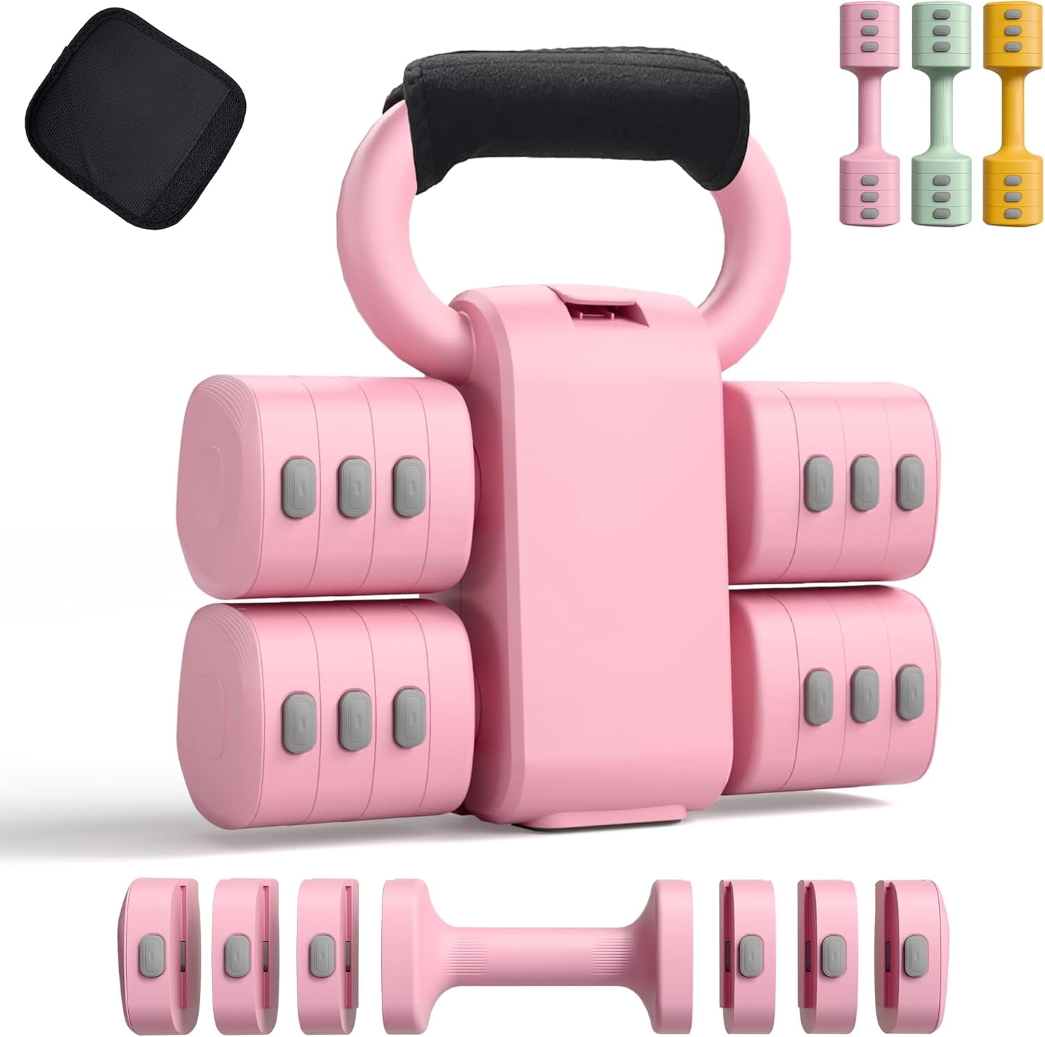 Adjustable Dumbbell Set for Women - 4-Level Weight (2.2lbs to 12.1lbs) - Home Fitness Weights for Home Gym Workouts