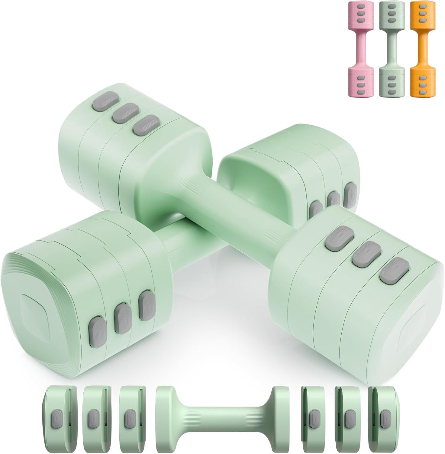 Adjustable Dumbbell Set for Women - 4-Level Weight (2.2lbs to 12.1lbs) - Home Fitness Weights for Home Gym Workouts