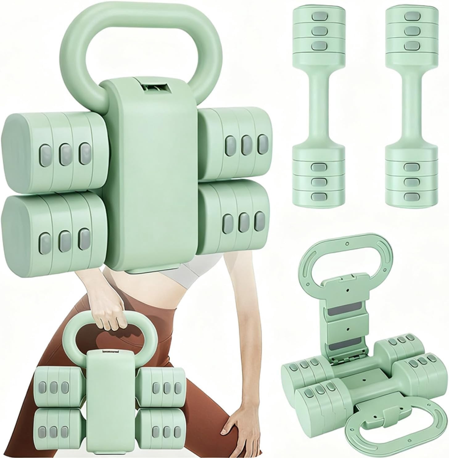 Adjustable Dumbbell Set of 2, 4 in 1 Free Weights Dumbbells Set for ...