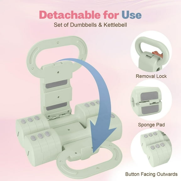 Adjustable Dumbbell Set of 2, 4-in-1 Free Weights with Fast Conversion to Kettlebell for Home Gym & Outdoor Training