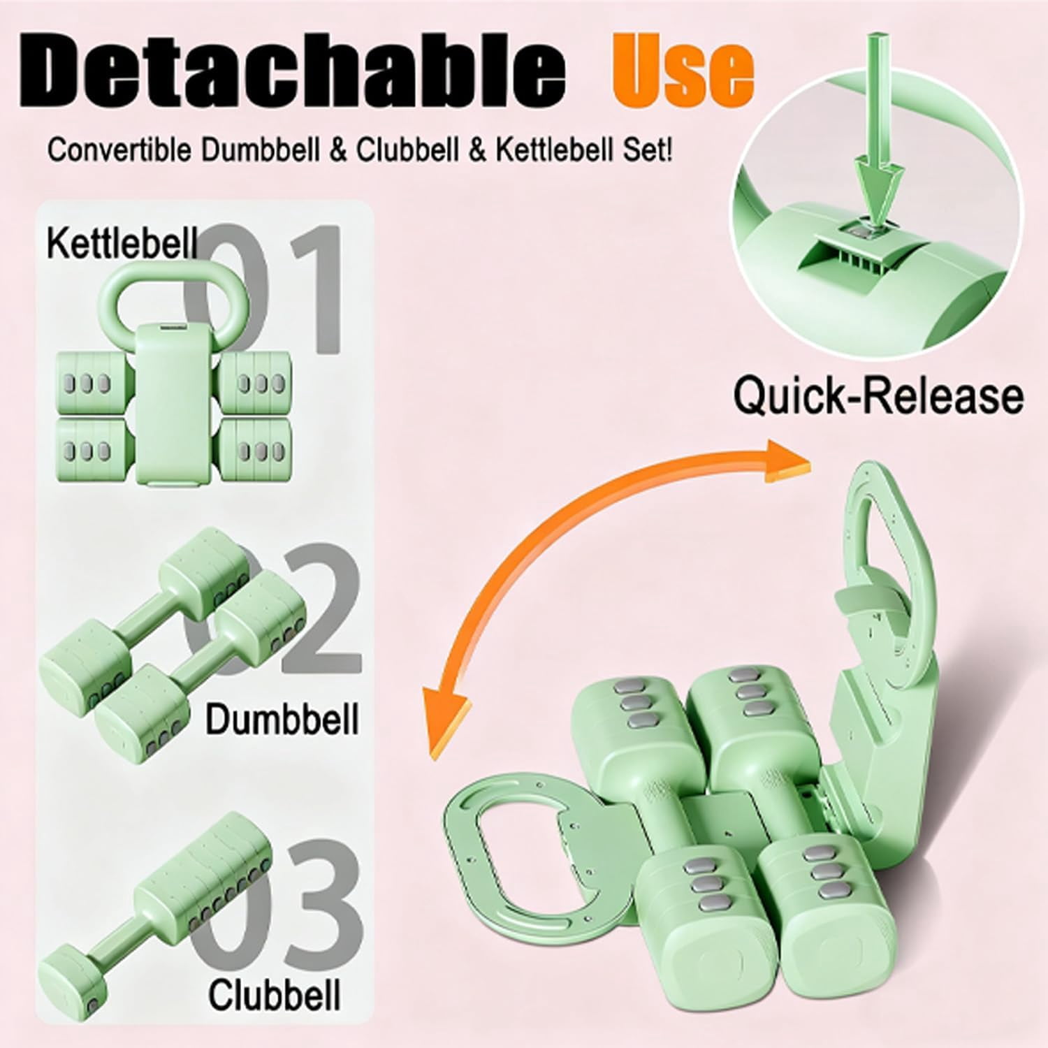 Adjustable Dumbbell Set of 2, 4-in-1 Free Weights with Fast Locking System for Home Gym Exercise Training