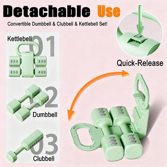 Adjustable Dumbbell Set of 2, 4-in-1 Free Weights with Fast Locking System for Home Gym Exercise Training