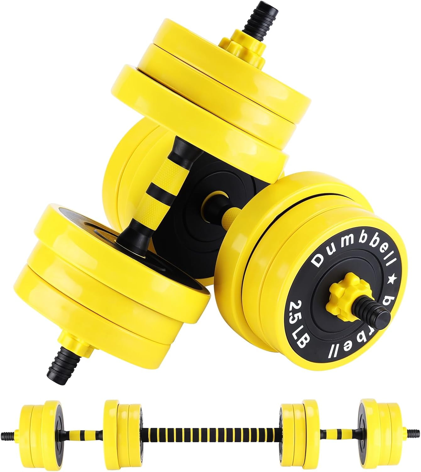 Adjustable Dumbbell Set of 2,Anti-Slip Handle Free Weights Dumbbells Set,Convertible To Barbell, Dumbbell Set for Men Women Home Workout Gym
