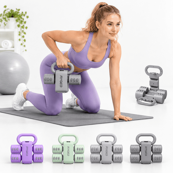Adjustable Dumbbell Set of 2, Gray, 4-in-1 Quick-Adjust Free Weights for Home Workouts