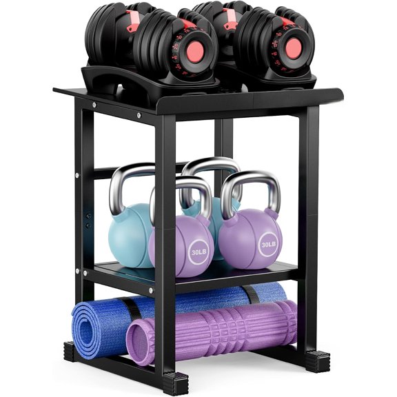 Adjustable Dumbbell Stand Heavy Duty Weight Rack Frame Storage Holder Floor Display Rack Compact Dumbbell Base Organizer Stand For Home Gym Fitness Workout Black