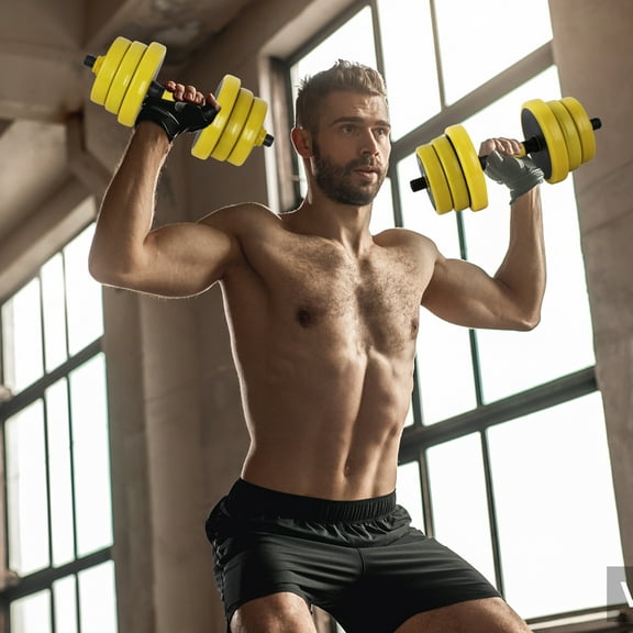 Adjustable Dumbbell and Barbell Set 22~44lbs Cast Iron with Non-Slip Metal Handles