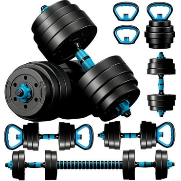 Adjustable Dumbbells, 33 /45 lbs Free Weight Set with Connector, 4-in-1 Dumbbells Set as Barbell, Kettlebells, Push up Stand, Fitness Exercises, SmartBell Gym