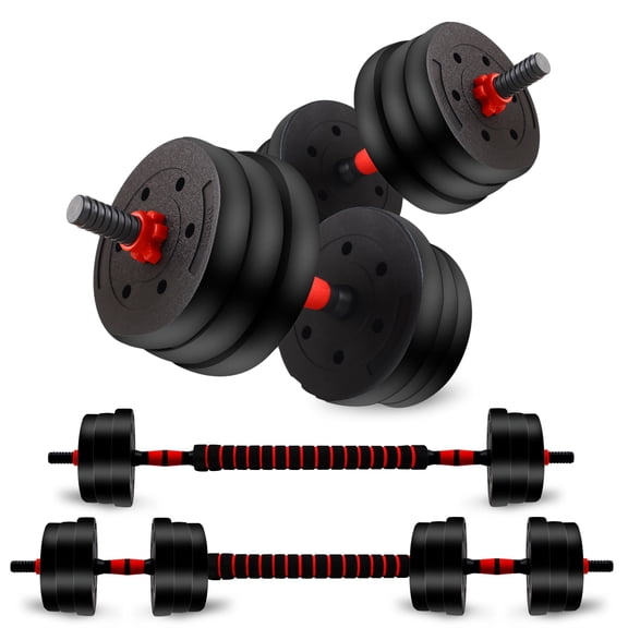 Adjustable Dumbbells, 40lbs Free Weights with Connector, Convertible Dumbbell Barbell Push-up Stand Set, 3 in 1 Home Gym Fitness Weight Set for Men/Women