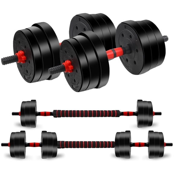 Adjustable Dumbbells 44lbs Weight Set with Connector, 3-in-1 Dumbbells Barbell Kettlebell Push Up Stand, Full Body Workout for Home Gym Fitness Training Men Women