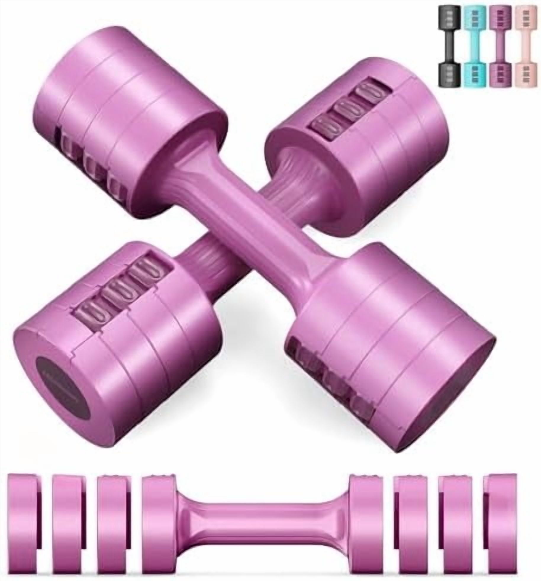 Adjustable Dumbbells 5 lb Dumbbells Set of 2 / Pair 10 lb Total Free Weights 6 in 1 Women Hand Weights for Home,Office,Gym Exercise Training 2lb 3lb 4lb 5lb Fast Adjust