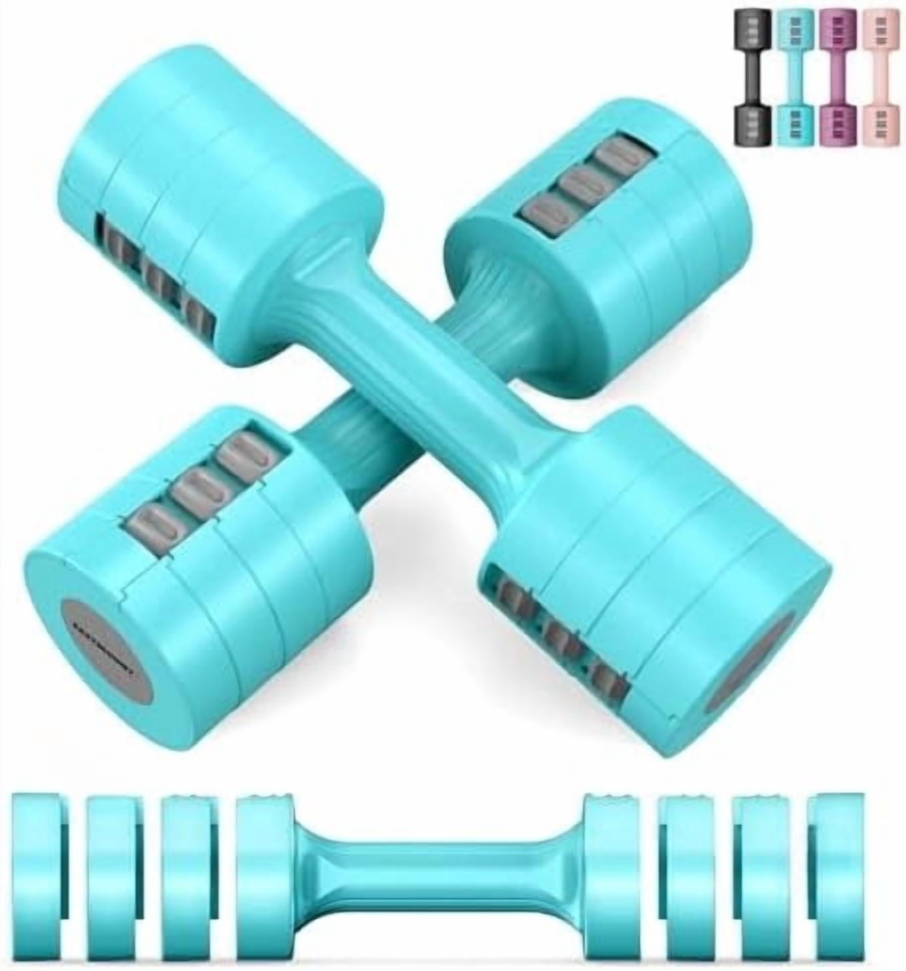 Adjustable Dumbbells 5 lb Dumbbells Set of 2 / Pair 10 lb Total Free Weights 6 in 1 Women Hand Weights for Home,Office,Gym Exercise Training 2lb 3lb 4lb 5lb Fast Adjust