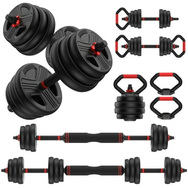 Adjustable Dumbbells, 55lbs Free Weight Set with Connector, 4 in1 Dumbbells Set as Barbell, Kettlebells, Push up Stand, Fitness Exercises for Home Gym Suitable Men/Women