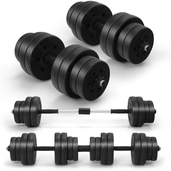 Adjustable Dumbbells, 66 LBS Free Weights 3 in 1 Changeable Dumbbell and Barbell Set with Connectors for Men Women Gym Fitness Workout Strength