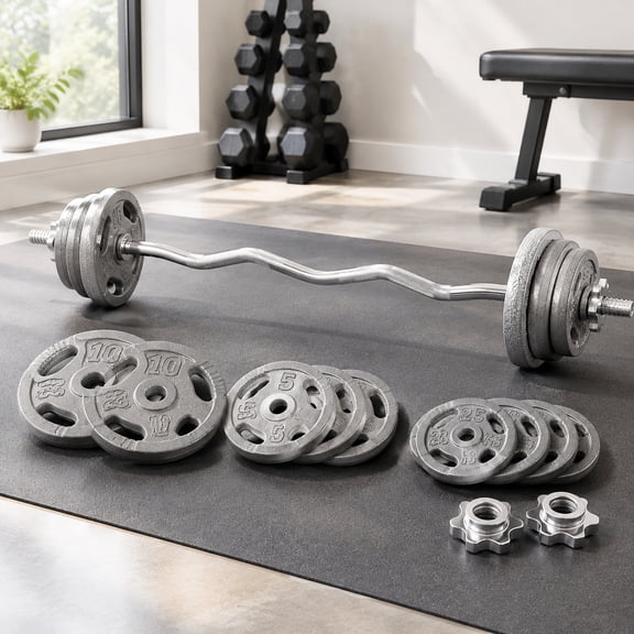 Adjustable Dumbbells Barbell Weight Set for Home Gym, Strength Training, Weight Lifting, Gray Grip Plate Sets