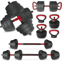 4 in 1 Adjustable Dumbbell Set 25LB for Women & Men, Convertible Free Weights for Home Gym, All-in-One Fitness Equipment as Kettlebell, Barbell, Push-Up Bar for Full Body Workout, Space Saving Design