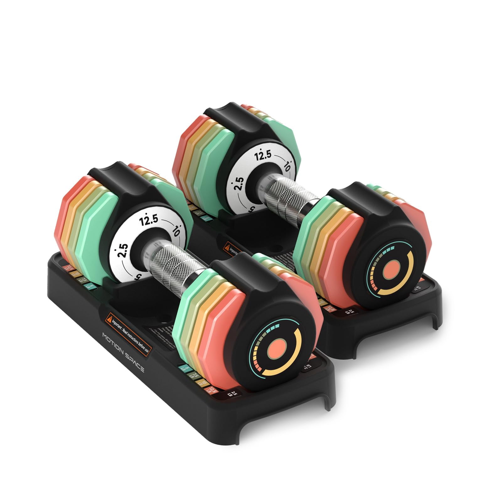 Adjustable Dumbbells Set 12.5lb Pair  1-sec Fast 5 Free Weights Comfort Non-slip Metal Handle Compact Size For Full Body Home Workout