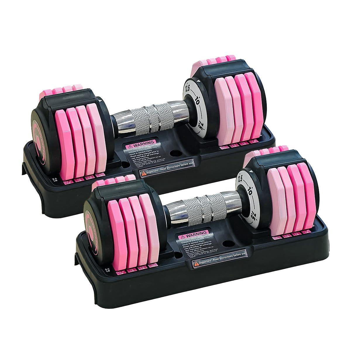 Adjustable Dumbbells Set 12.5lb Pair  1-sec Fast 5 Free Weights Comfort Non-slip Metal Handle Compact Size For Full Body Home Workout