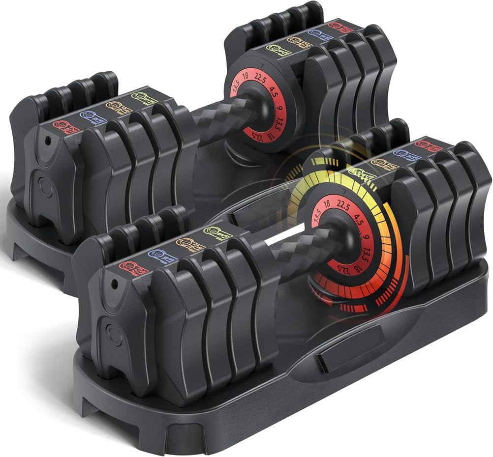 Adjustable Dumbbells Set of 2, 22.5LB 5-in-1 Quick Select Free Weights with 1-Second Weight Switching, Dual Safety Lock, Ergonomic Handle & Space-Saving Design for Home Gym Strength Training