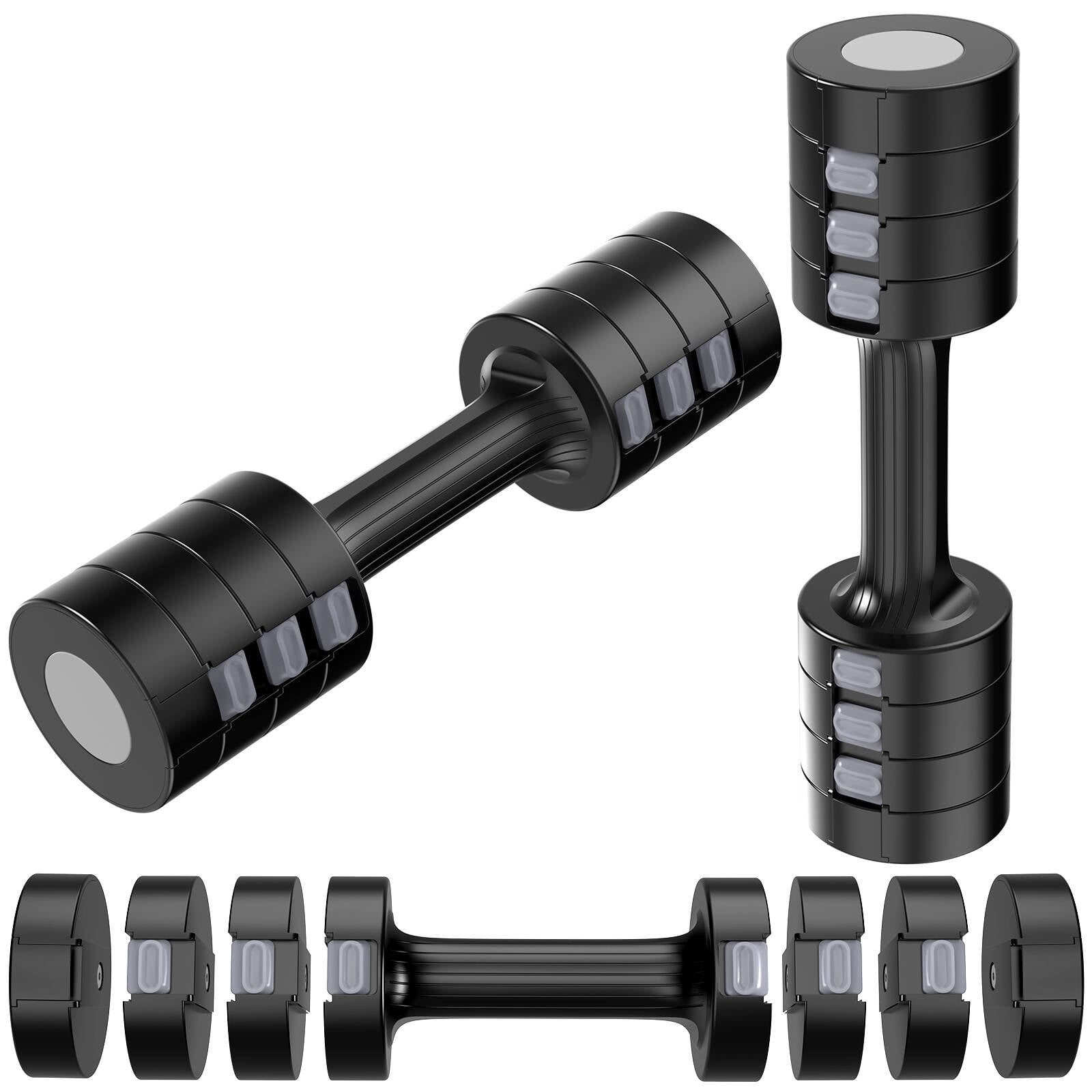 Adjustable Dumbbell Set of 2, 4 in 1 Free Weights Dumbbells Set for Women,  5lb Dumbbells Set of 2, Each 2lb 3lb 4lb 5lb with TPU Soft Rubber Handle