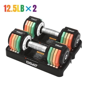 EOAT Adjustable Dumbbell Set 2.5 to 12.5 lbs 5-in-1 Quick Adjust Weights Rainbow Colorful Dumbbells for Home Gym
