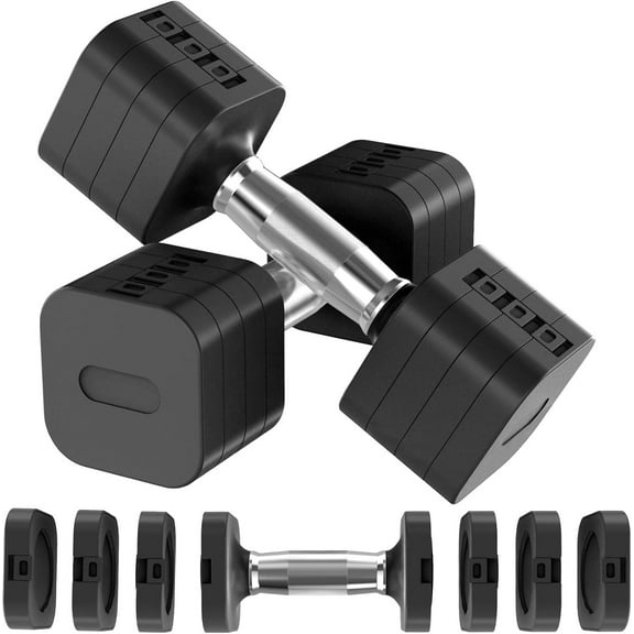 Adjustable Dumbbells Set of 2, Adjustable Weight Dumbbells with 4 Levels 4.4lb, 6.6lb, 8.8lb, 11lb, Hand Weights Sets for Women/Men Home Gym Full Body Workout