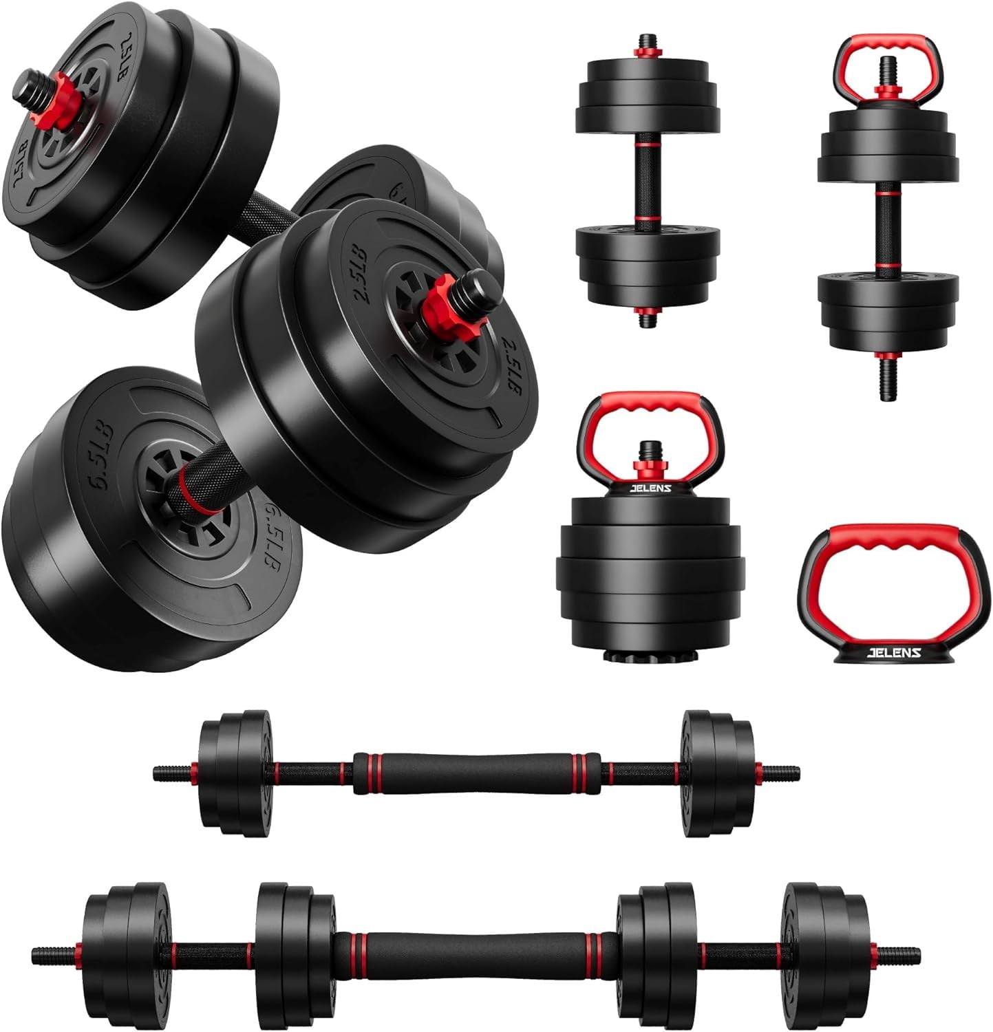 Adjustable Dumbbells Set,30/45/70/92 LBS Multi-Function Free Weights,4-in-1 Workout Weights for Kettlebells,Barbell,Push Up Stand,All-in-One Home Gym Weight Equipment for Men Women Full Body Fitness