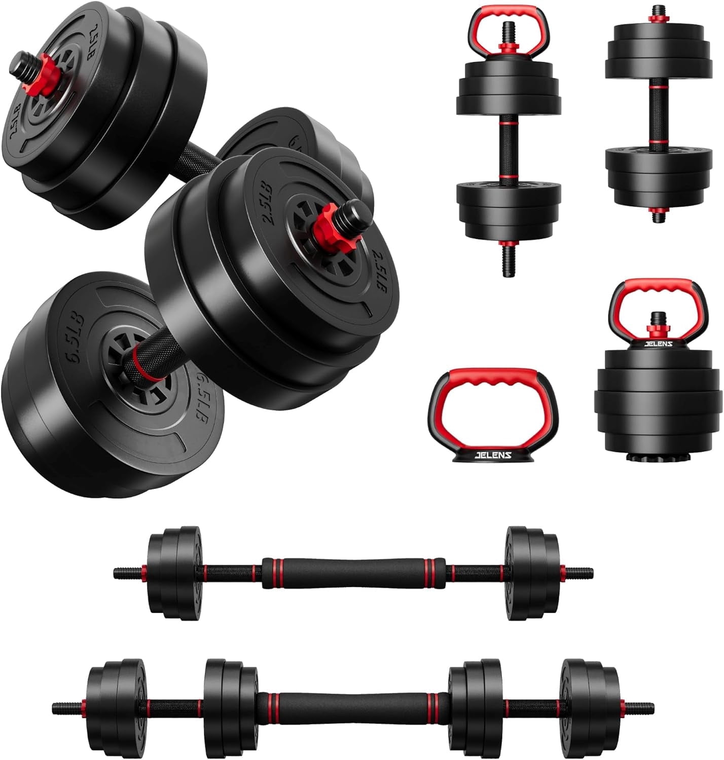 Adjustable Dumbbells Set,30/45/70/92 LBS Multi-Function Free Weights,4-in-1 Workout Weights for Kettlebells,Barbell,Push Up Stand,All-in-One Home Gym Weight Equipment for Men Women Full Body Fitness