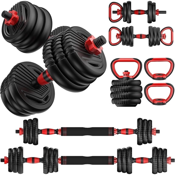 Adjustable Dumbbells Set 30 LB (15 LB Pair) 5 in 1 Multifunctional Free Weights for Home Gym
