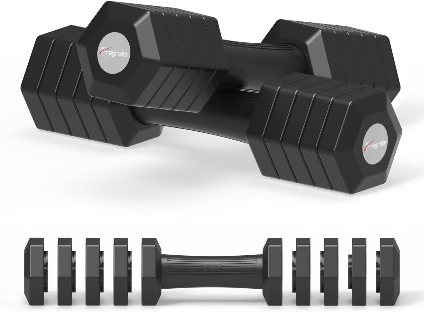 Adjustable Dumbbells Set, 4 in 1 Hand Weights Set for Women Men 10 LB/ 12 LB Dumbbell Pair Each 2lbs 3lbs 4lbs 5lbs Weights Dumbbells Set with TPU Soft Rubber Handle for Home Gym Exercise Fitness