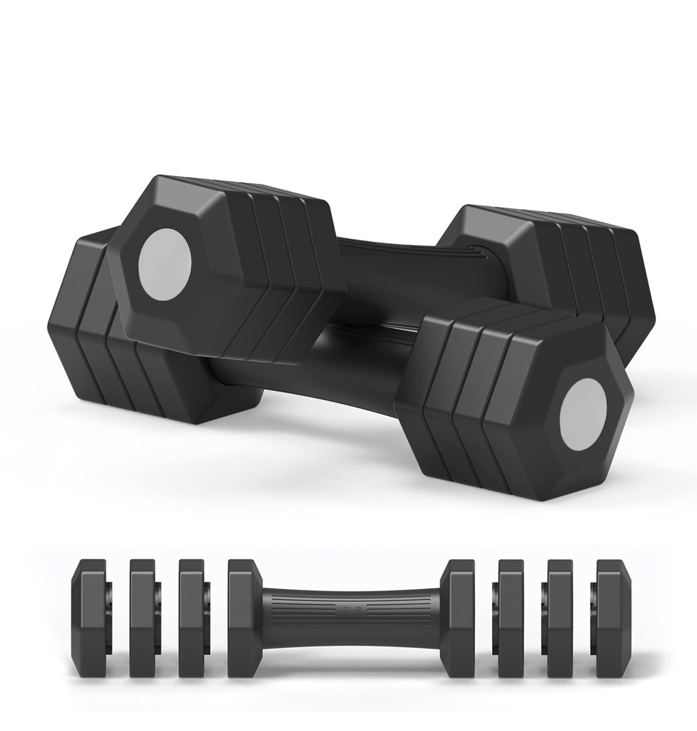Adjustable Dumbbells Set  4 In 1 Hand Weights For Women Men 10 Lb/ 12 Lb Dumbbell Pair Each 2lbs 3lbs 4lbs 5lbs With Tpu Soft Rubber Handle Home Gym Exercise Fitness