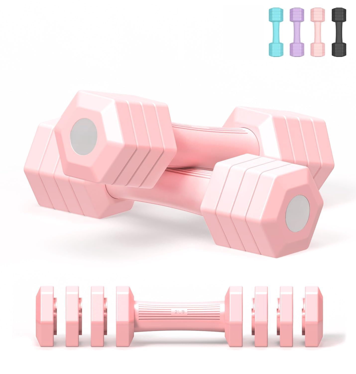 Adjustable Dumbbells Set  4 In 1 Hand Weights For Women Men 10 Lb/ 12 Lb Dumbbell Pair Each 2lbs 3lbs 4lbs 5lbs With Tpu Soft Rubber Handle Home Gym Exercise Fitness