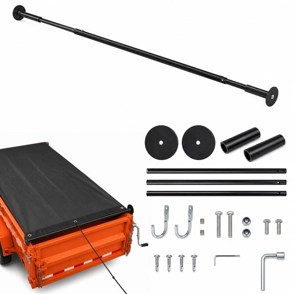 Adjustable Dump Trailer Tarp Retention Bar Set, 77"110" Heavy Duty Alloy Steel Anti-Sail Cross Bar Kit, Universal Fit for Dump Truck Tarp System, with Mounting Hardware (Tarp Not Included)