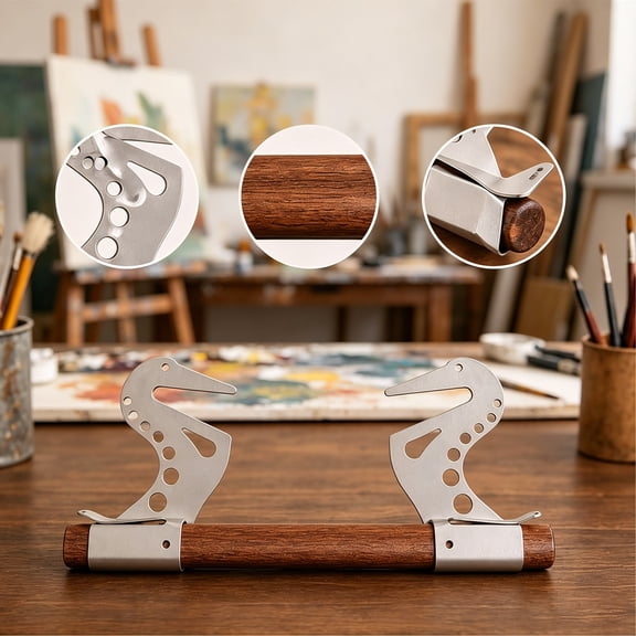 Adjustable Easel Hand Rest Support Bar, Artist Hand Support Bridge Metal Wrist Rest Stand, Self-Locking Gravity Painting Support, Adjustable Height & Angle for Canvas Drawing Sketching Miniature Art