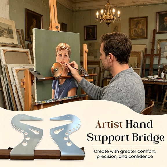 Adjustable Easel Hand Rest Support Bar, Artist Hand Support Bridge with Self Locking Gravity Design, Adjustable Height & Angl for Canvas, Drawing Board, Sketching