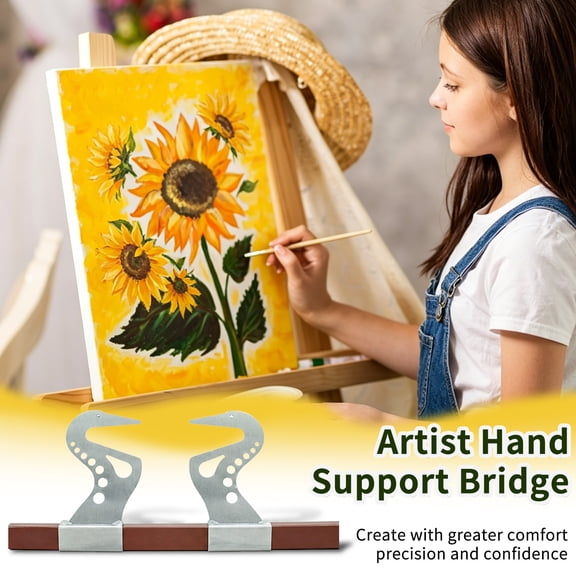 Adjustable Easel Support Bar with Metal Bird Holders, Canvas Stabilizer for Painting Drawing, Artist Easel Accessory Compatible with Tabletop Standing Easels (1PC)