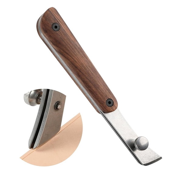 Adjustable Edge Creaser for Leather Crafting and Working Tools, Stainless Steel with Black Walnut Handle A