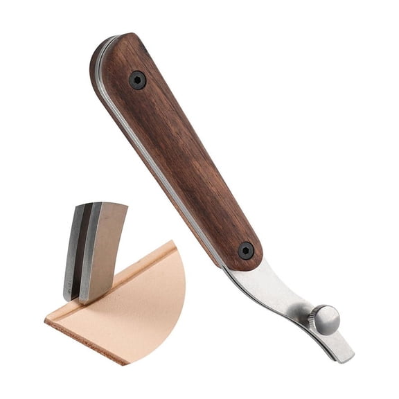 Adjustable Edge Creaser for Leather Crafting and Working Tools, Stainless Steel with Black Walnut Handle B