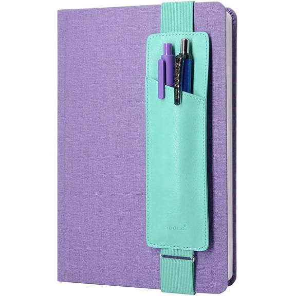 Adjustable Elastic Band Pen Holder, Pencil Holder, Pen Sleeve Pouch for Hardcover Journals, Notebooks, Planners, Binders, Fit Notebooks from 8" to 11 in Height, PU Leather, Detachable, Mint