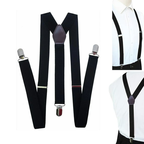 Suspenders for Men,Adjustable Elastic Black Suspenders Men Y Back Style Unisex Suspenders for Men and Women with Strong Metal Clips Suspenders for Men Heavy Duty