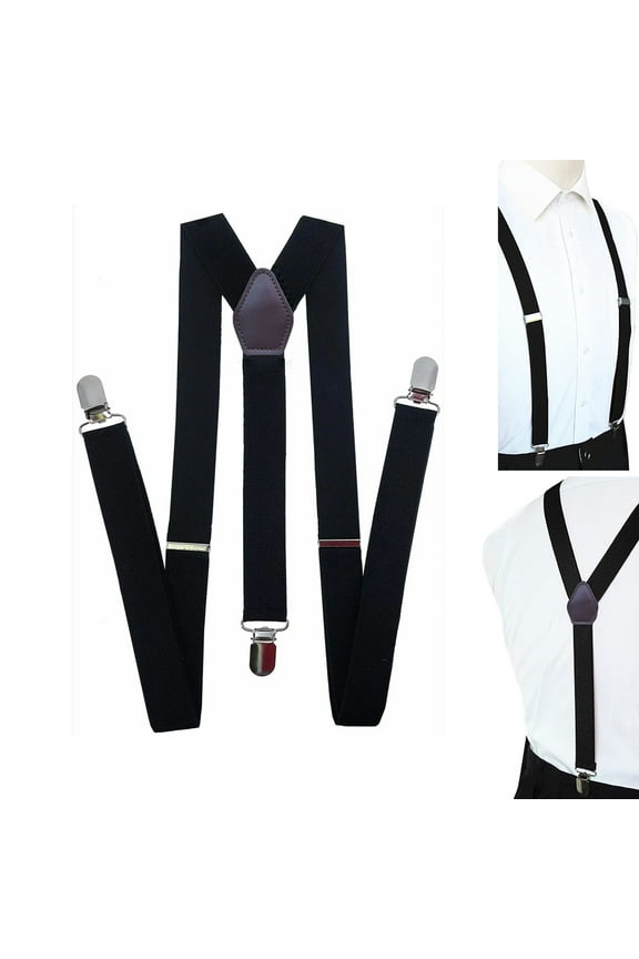 Suspenders for Men,Adjustable Elastic Black Suspenders Men Y Back Style Unisex Suspenders for Men and Women with Strong Metal Clips Suspenders for Men Heavy Duty
